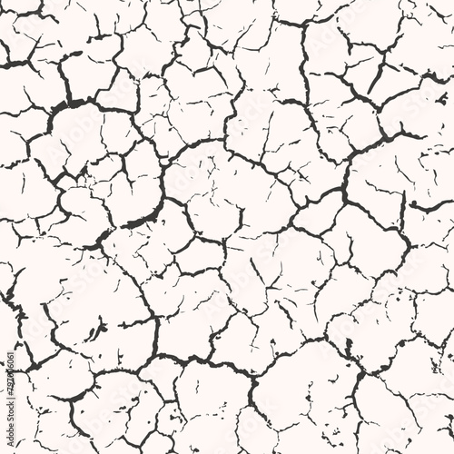 Cracked surface texture vector black and white square background