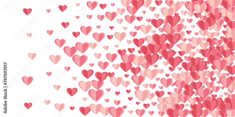 Paper 3D rosy heart symbols romantic vector background. Festive decorative elements. Greeting card