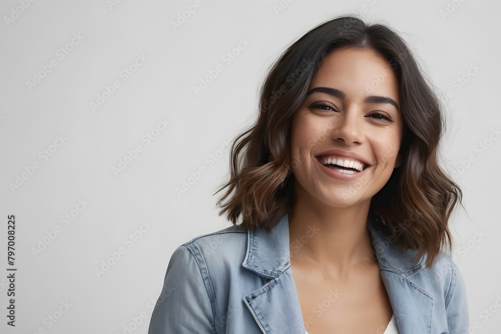 Portrait of a happy latina girl on light background Portrait of a happy latina girl on light background