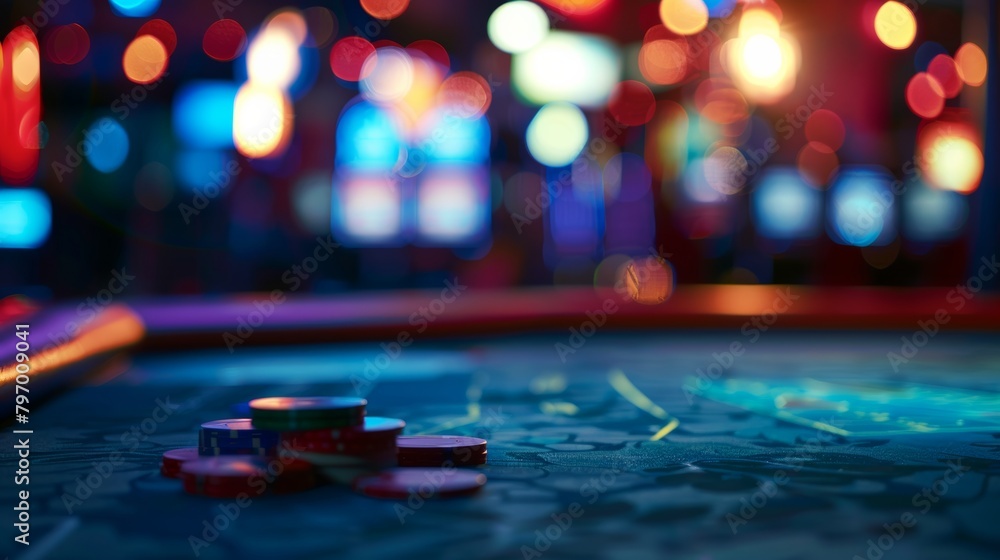 Casino nightlife ambiance with poker chips