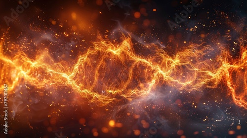 Fiery soundwave visualization on a reflective surface with vibrant orange tones