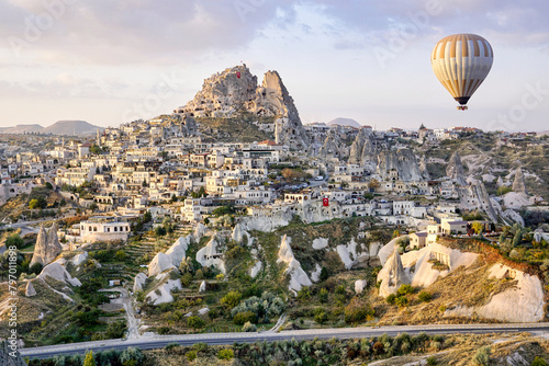 hot air balloon over region country