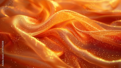 Fiery orange glow on shimmering fabric, sparking warmth and enchantment