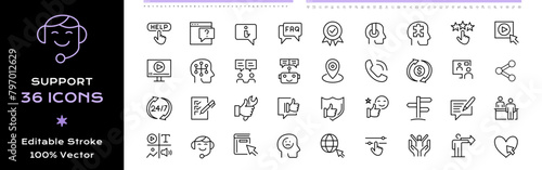 Support line icons - editable stroke photo