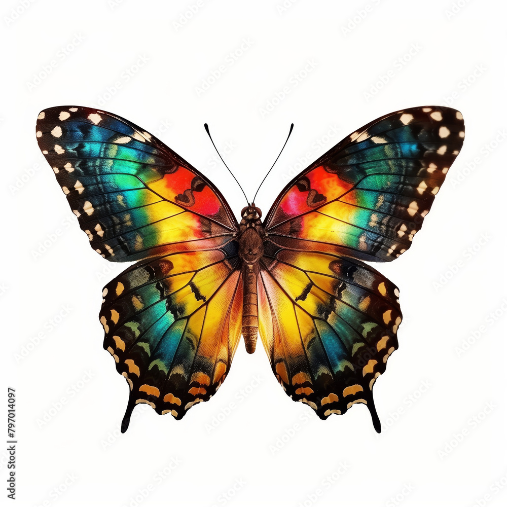 Beautiful multicolor butterfly isolated on a white background Beautiful multicolor butterfly isolated on a white background