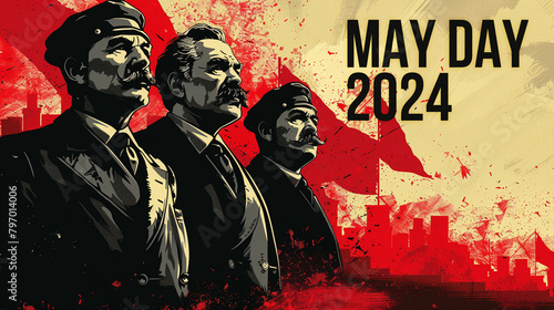 Parade of May day Poster celebrating labour day