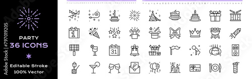 Party line icons - editable stroke