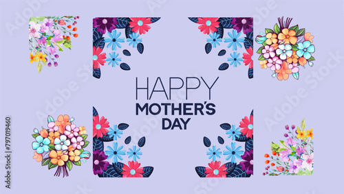Capture the essence of spring with this stunning floral box vector, overflowing with a profusion of blossoms in every hue. Perfect for adding a touch of elegance to your Mother's Day designs