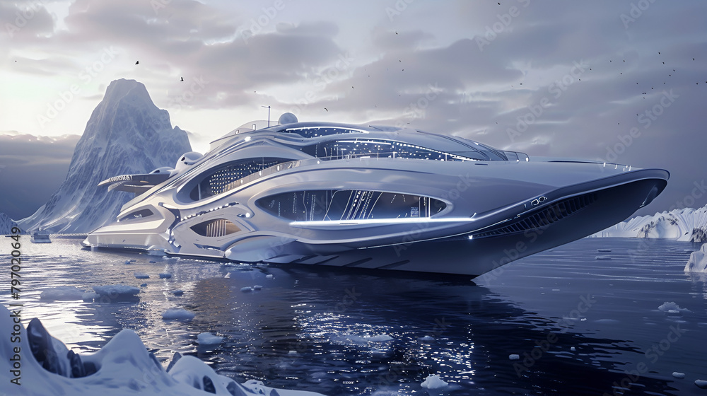 Futuristic Realistic Yacht Technology Concept Future Yacht Aspect 16:9 Futuristic Realistic Yacht Technology Concept Future Yacht Aspect 16:9