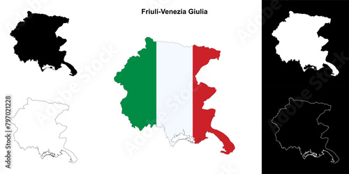 Friuli-Venezia Giulia blank outline map set
