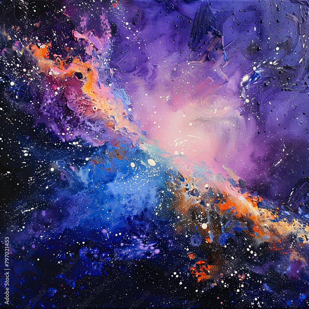 Fototapeta premium Galactic Dreams Oil-Painted Space Odyssey