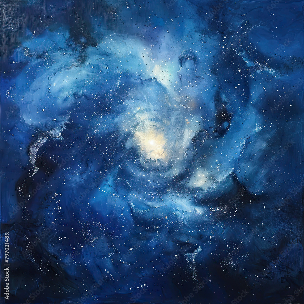 Fototapeta premium Galactic Dreams Oil-Painted Space Odyssey