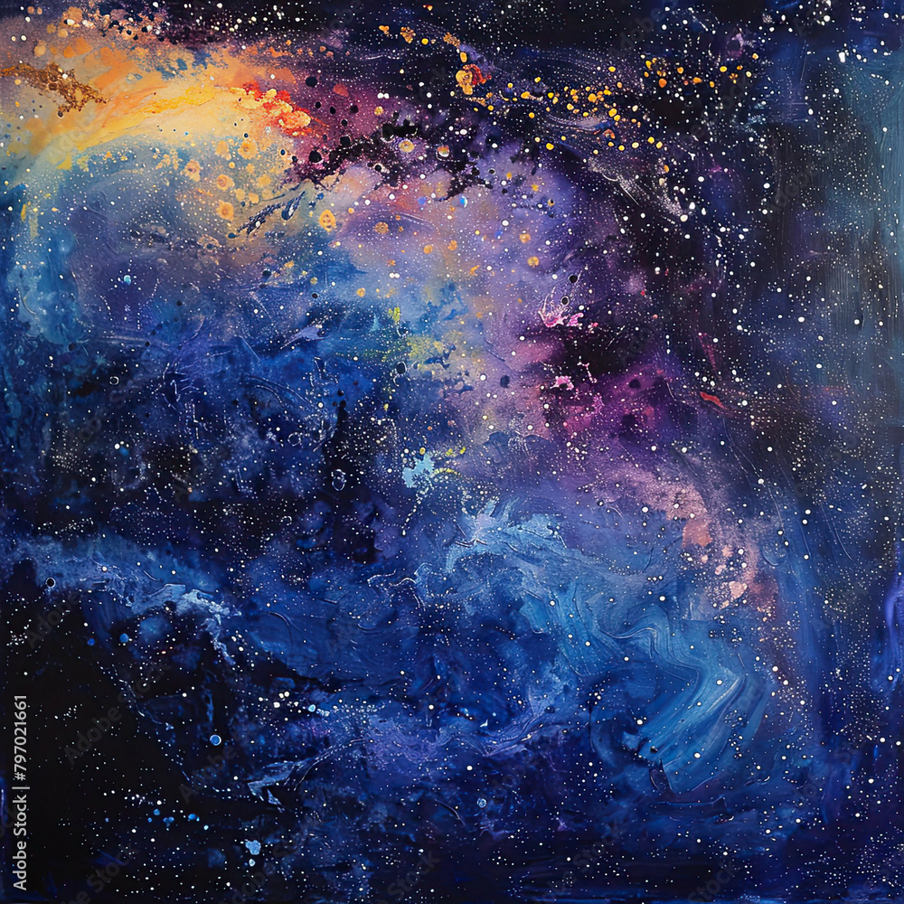 Fototapeta premium Galactic Dreams Oil-Painted Space Odyssey