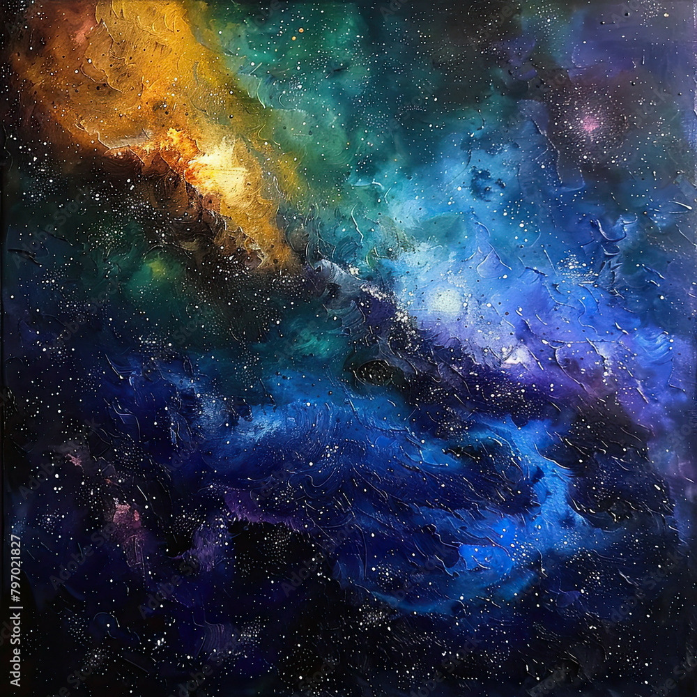 Fototapeta premium Galactic Dreams Oil-Painted Space Odyssey