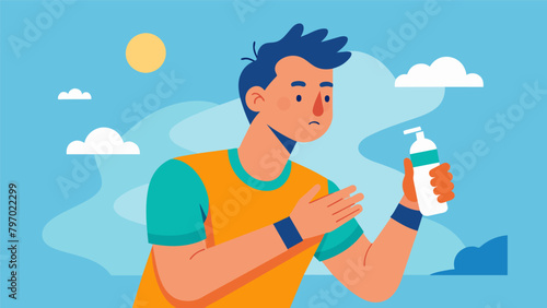 As he prepares for a morning run a man quickly applies a lightweight moisturizer allowing his skin to breathe and sweat during his workout..