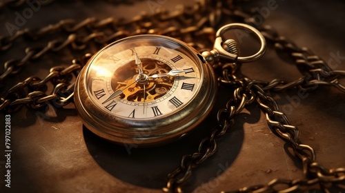 Vintage pocket watch with cracked glass on a rustic wooden table, evoking nostalgia and the passage of time