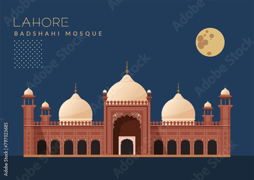 Badshahi Mosque - Lahore - Pakistan - Stock Illustration