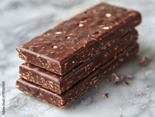 Healthy bars with nuts, seeds and dried fruits on the table,