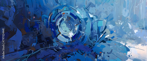 A digital abstract painting with a futuristic circular design, suggesting innovation and progress