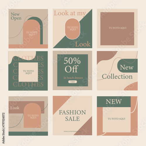 Design backgrounds for social media banner. Set of instagram 