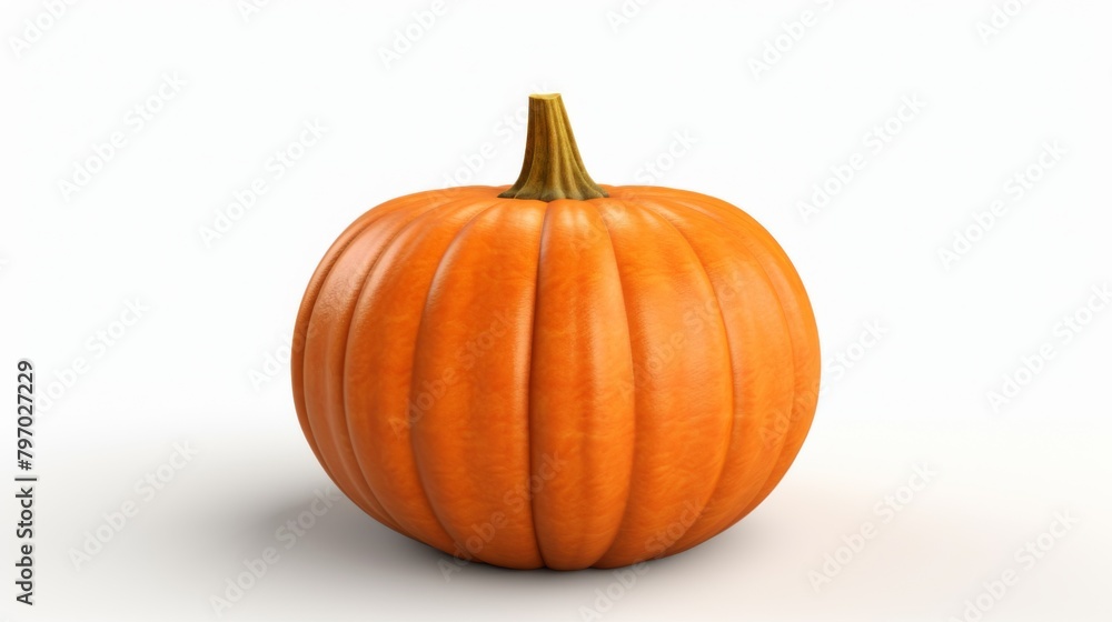 A single, ripe orange pumpkin isolated on a white background, impeccably showcased for versatility in design A single, ripe orange pumpkin isolated on a white background, impeccably showcased for versatility in design