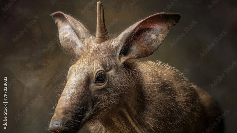 This captivating image features a close-up of a bongo antelope, showcasing its rich fur texture and the shadow play across its face This captivating image features a close-up of a bongo antelope, showcasing its rich fur texture and the shadow play across its face