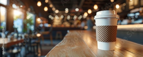 Coffee-to-go cup on cafe counter