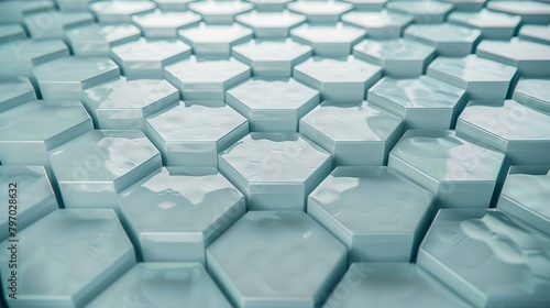Abstract 3d rendering of hexagons. Futuristic background with hexagons.