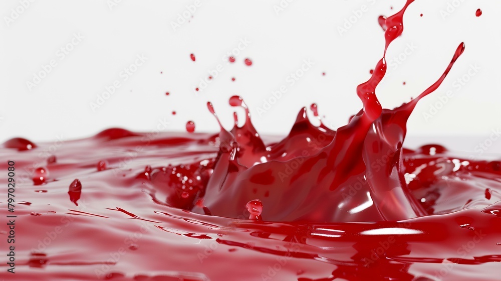 red paint splashing isolated on white background. 3d rendering. red paint splashing isolated on white background. 3d rendering.
