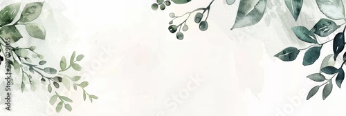 Delicate Floral Wedding Frame Elements on White Background Generative AI photo