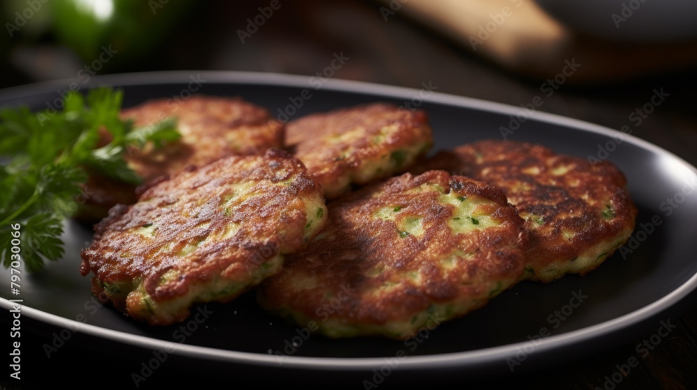 Delicious homemade zucchini fritters served on a plate