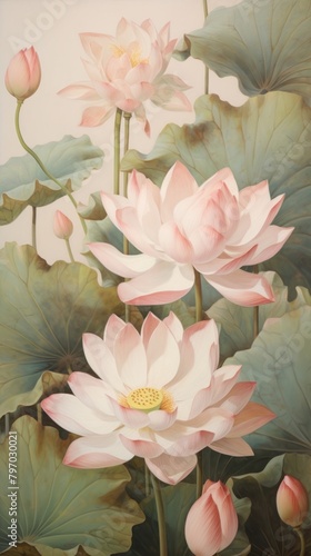 Lotus flower pattern painting plant petal