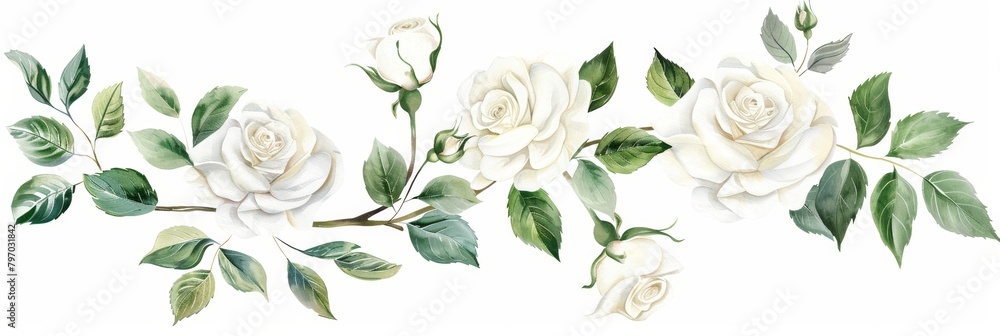 Delicate Floral Wedding Concept on White Background Generative AI