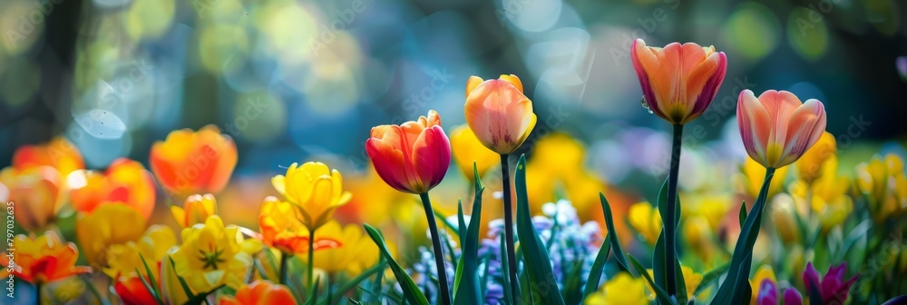 Vibrant Spring Flowers Arrangement Generative AI