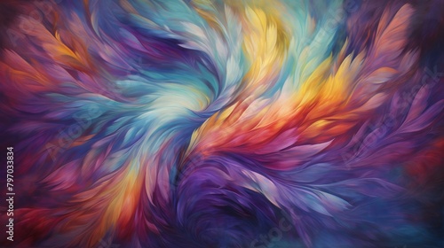 Vibrant swirling nebula in abstract art style, vivid colors blend in dreamy texture