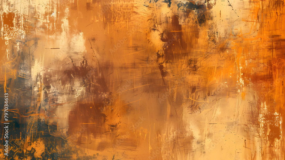 A brown and orange grunge background texture with large brush strokes 