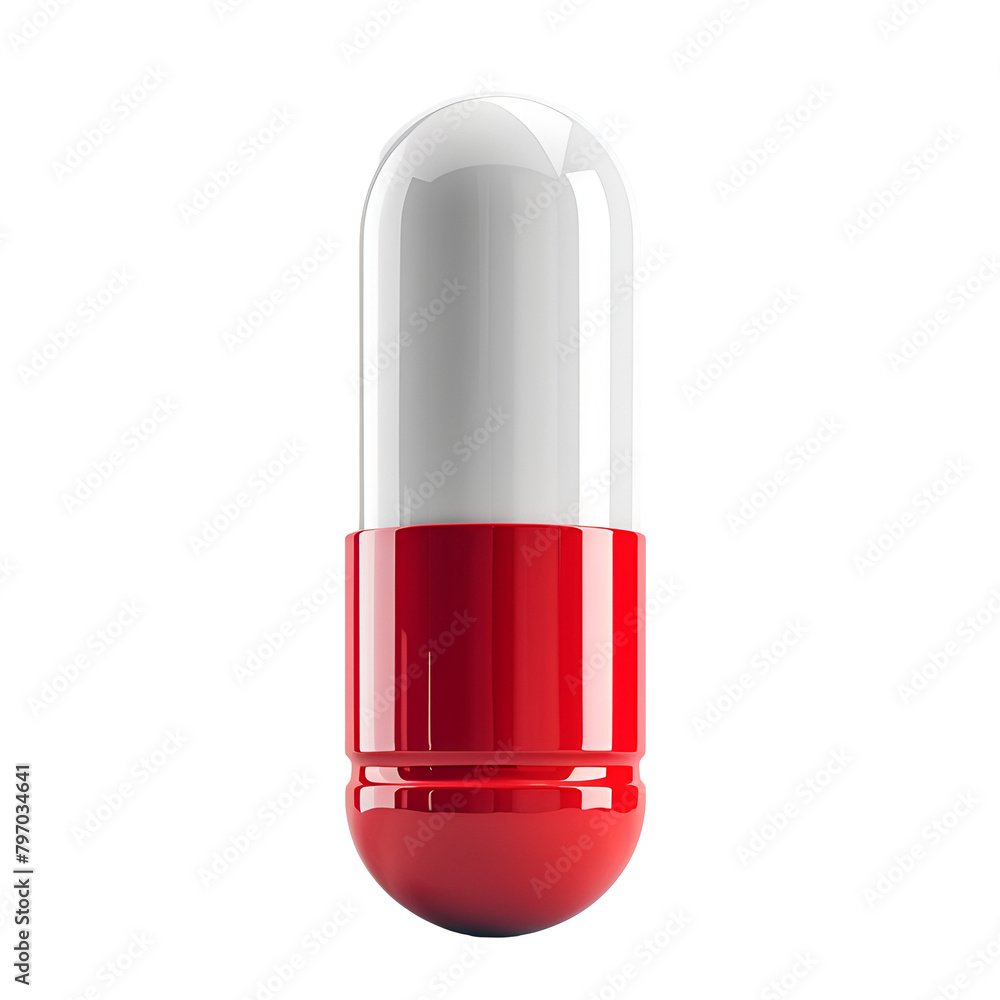 Vibrant Red and White Capsule: Symbolizing Health and Vitality, Perfect for Medical Concepts and Wellness Campaigns - A PNG Cutout Isolated on a Transparent Backdrop Vibrant Red and White Capsule: Symbolizing Health and Vitality, Perfect for Medical Concepts and Wellness Campaigns - A PNG Cutout Isolated on a Transparent Backdrop