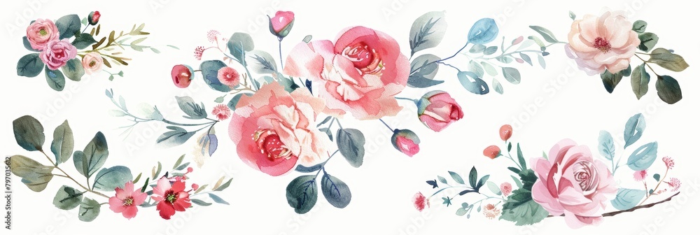 Watercolor Floral Bouquet for Greeting Cards and Weddings Generative AI