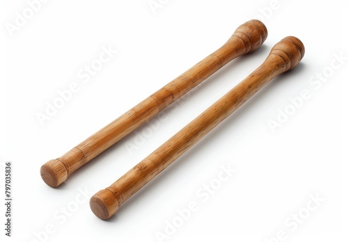 Pair of wooden drumsticks isolated on white background © Balaraw