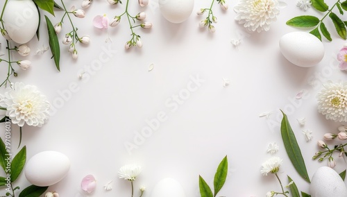 Elegant Spring Floral Arrangement with White Eggs
