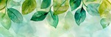 Vibrant Green Leaves Watercolor Background Generative AI