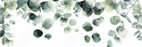 Eucalyptus Leaves on a White Background Generative AI