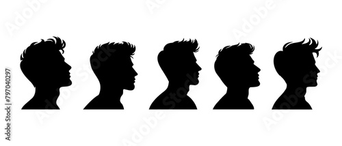 Man side view profile silhouette black filled vector Illustration icon photo