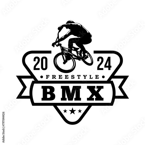 Extreme BMX street racer logo emblem illustration