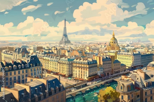 Landscape of Paris  France - Eiffel Tower