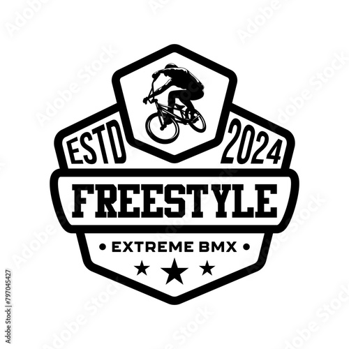 Extreme BMX street racer logo emblem illustration