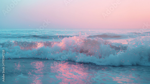 Glistening ocean waves during serene sunset