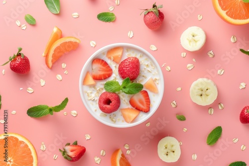 Banana freshness enhances health trends in breakfast meal mixes, supported by nutrient-packed breakfast cereals that provide colorful background options.