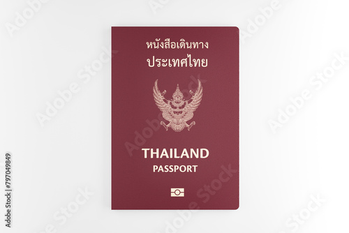 Thai passport isolated on white background. Thailand passport, document, id 