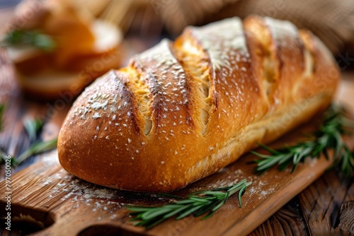 Traditional German rye bread, close-up, with a focus on the dense crumb and dark crust, on a wooden board. . Beautiful simple AI generated image in 4K, unique.